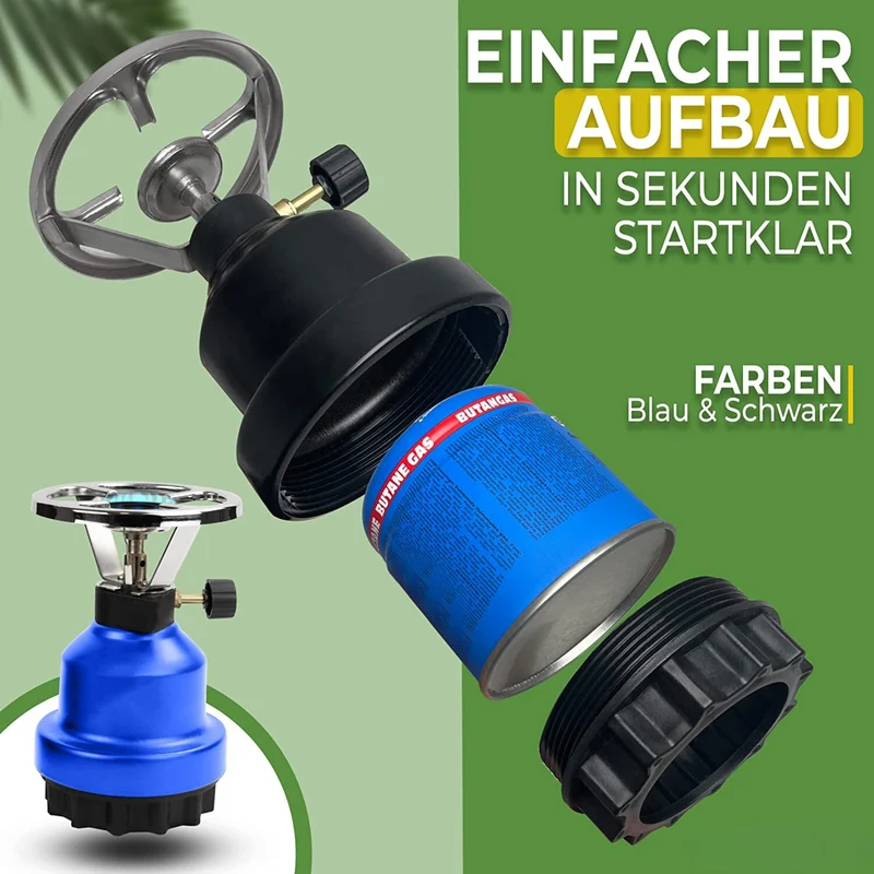 Campingkocher für Innenräume inkl. Stech-Gaskartuschen mit 1 Anschluss