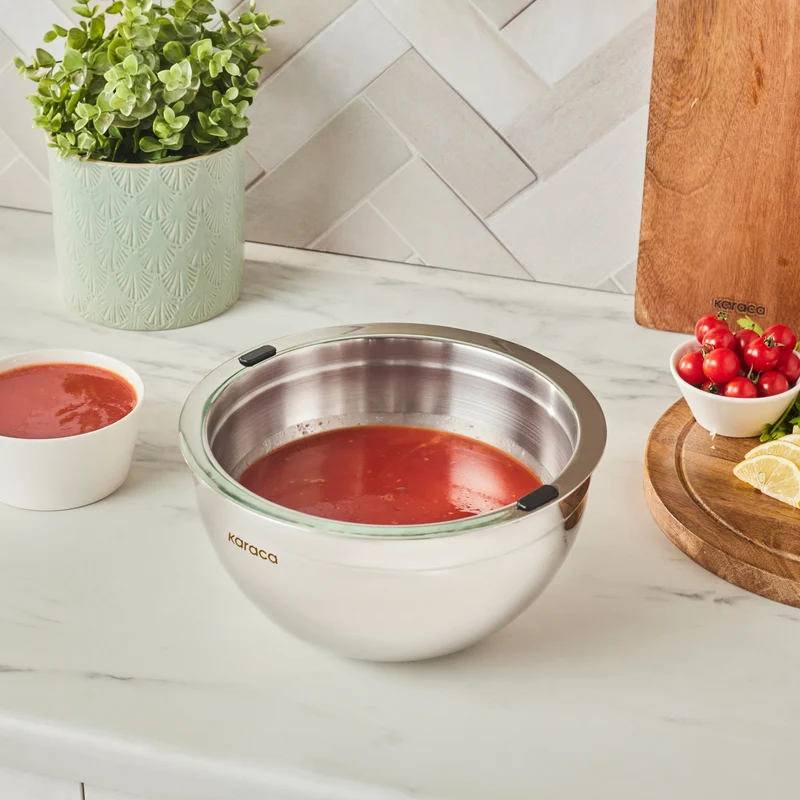 Karaca Mutfaksever Ice Hot Bowl Servierschüssel aus Edelstahl 20cm