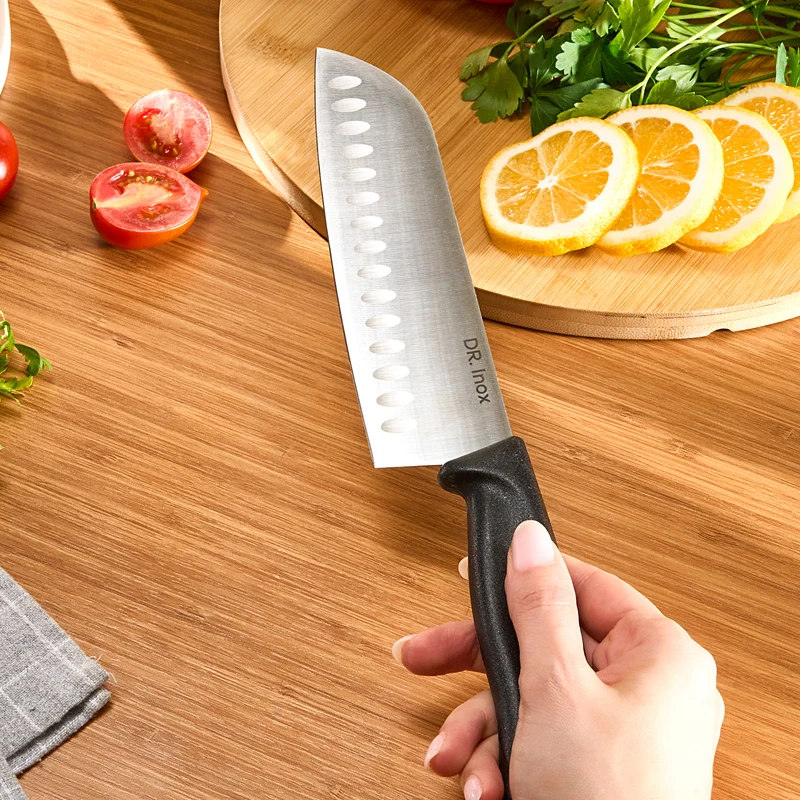 Dr. Inox Santoku-Messer 30cm, Schwarz