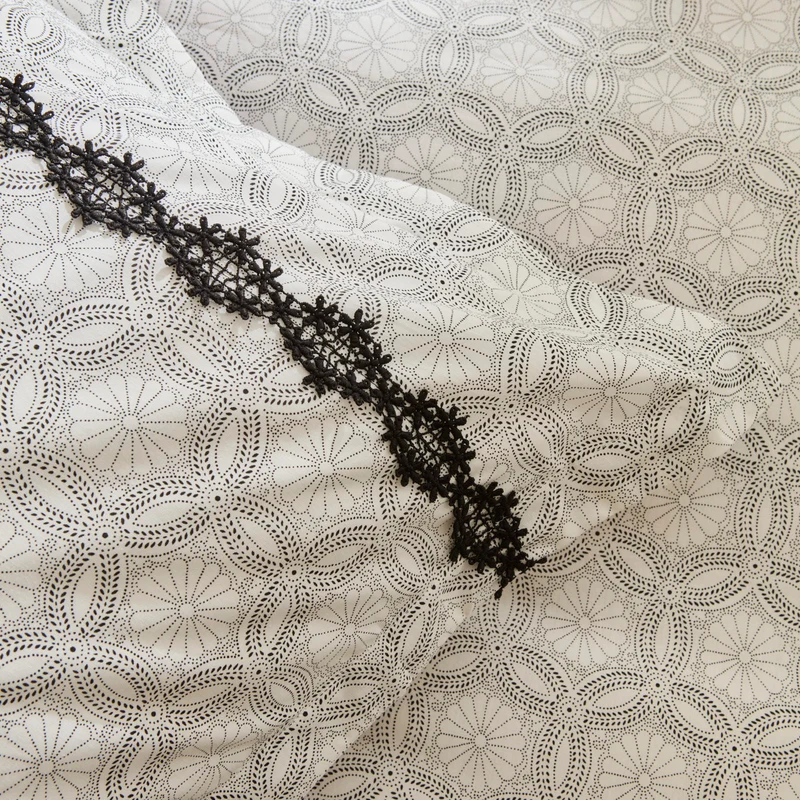 Karaca Rodeni Perkal-Bettbezug-Set, Schwarz