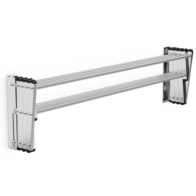 Costway – Ausziehbarer Wandwäscheständer mit 8 Stangen, bis 25 kg, Edelstahl, 86 × 64 × 22 cm