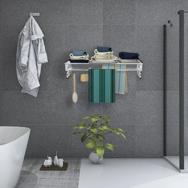 Costway – Ausziehbarer Wandwäscheständer mit 8 Stangen, bis 25 kg, Edelstahl, 86 × 64 × 22 cm