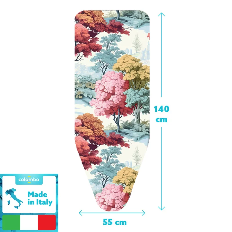 Colombo Autumn Vibes - Bügelbrettbezug XL, 140×55 cm – Zweischicht-Bügeltischbezug aus Bio-Baumwolle & dickem Molton, mit Clip, Made in Italy