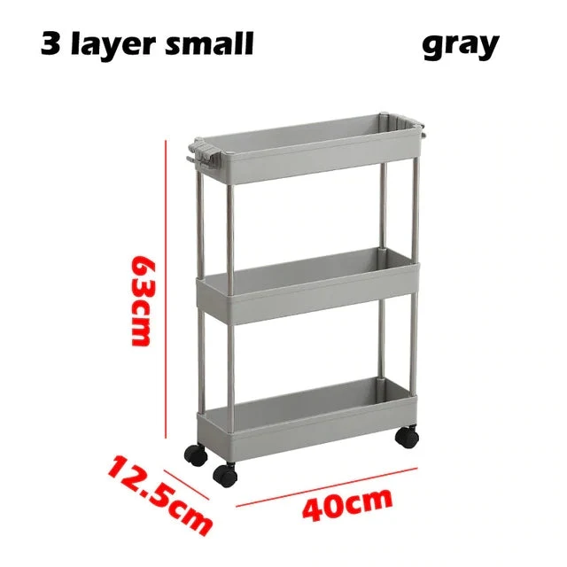 3/4 Ebenen Slim Organizer-Wagen mit Rädern für engen Raum