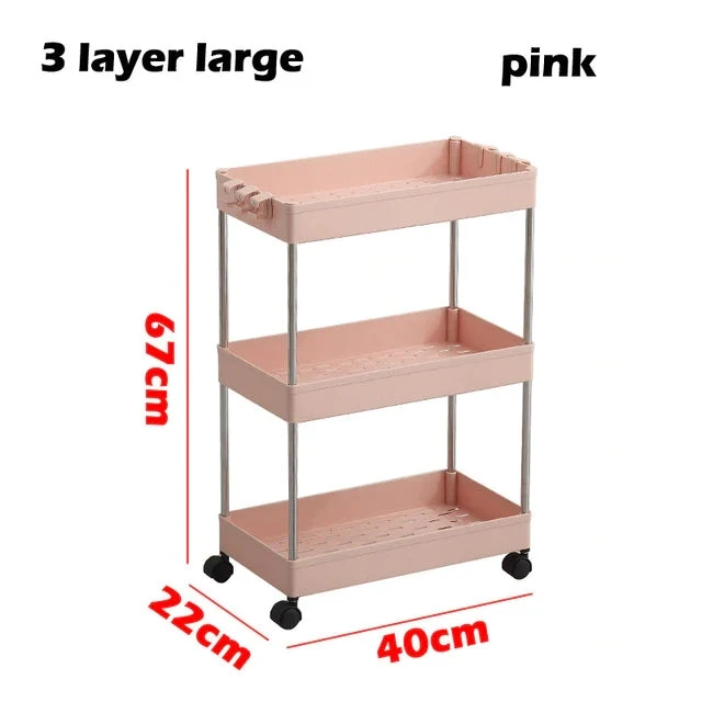3/4 Ebenen Slim Organizer-Wagen mit Rädern für engen Raum