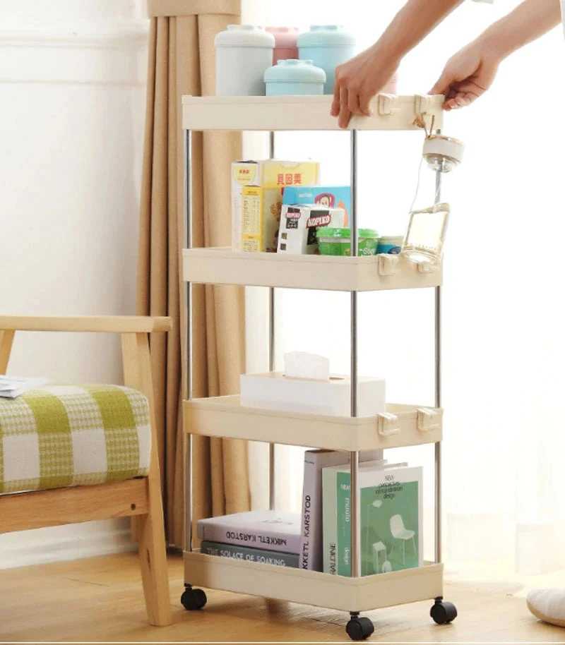 3/4 Ebenen Slim Organizer-Wagen mit Rädern für engen Raum