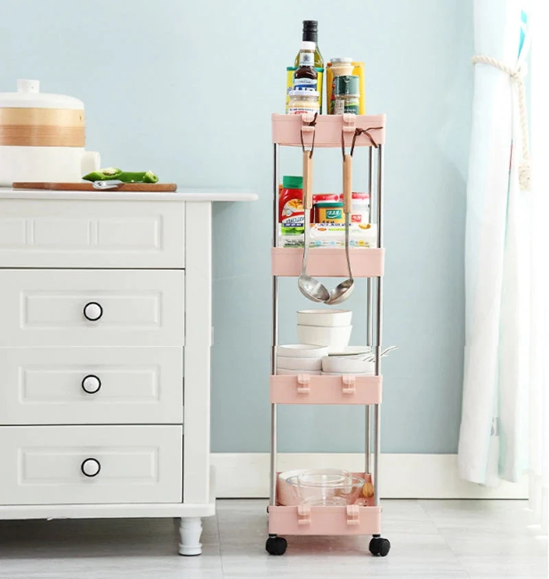 3/4 Ebenen Slim Organizer-Wagen mit Rädern für engen Raum
