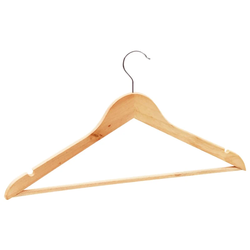 vidaXL - Kleiderbügel Holz, Kleiderbügel, Set 20 Stk. Hosen Kleiderbügel, mit Hosenstange, Rutschfest, drehbarer Haken, Natürliche farbe, Hartholz