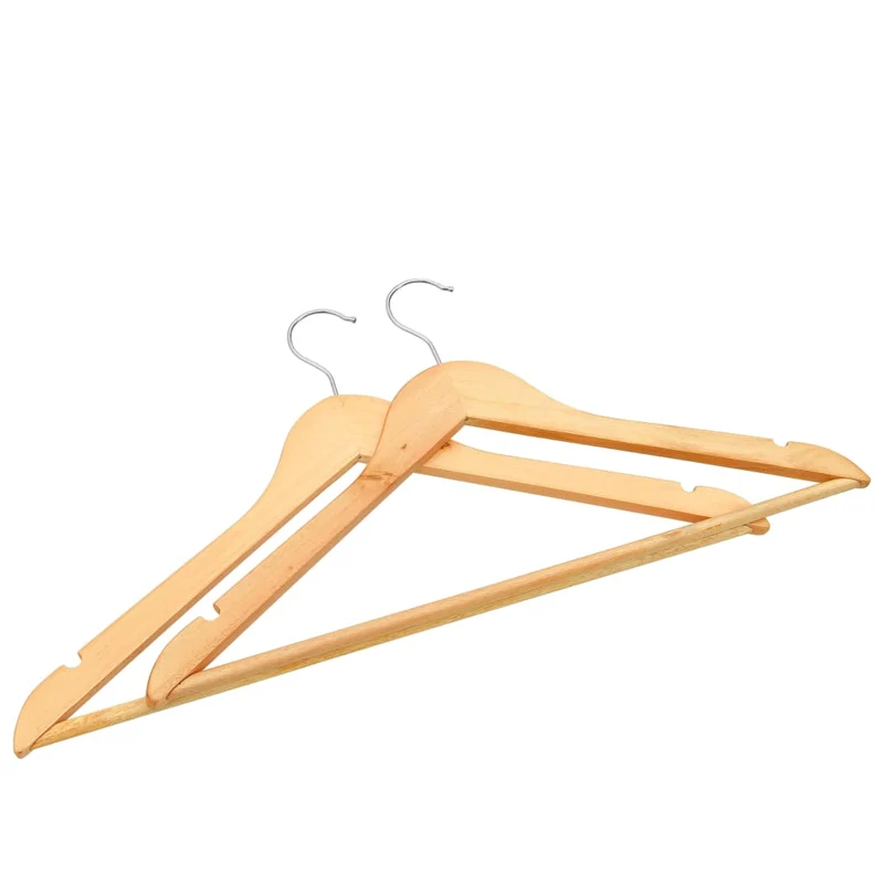 vidaXL - Kleiderbügel Holz, Kleiderbügel, Set 20 Stk. Hosen Kleiderbügel, mit Hosenstange, Rutschfest, drehbarer Haken, Natürliche farbe, Hartholz