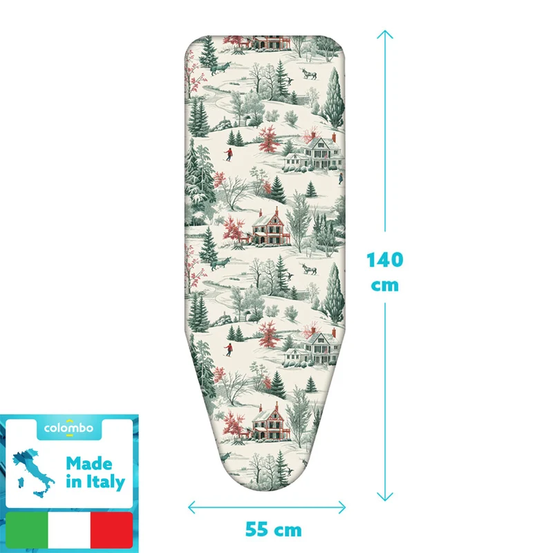 Colombo Winter Alps - Bügelbrettbezug XL, 140×55 cm – Zweischicht-Bügeltischbezug aus Bio-Baumwolle & dickem Molton, mit Clip, Made in Italy