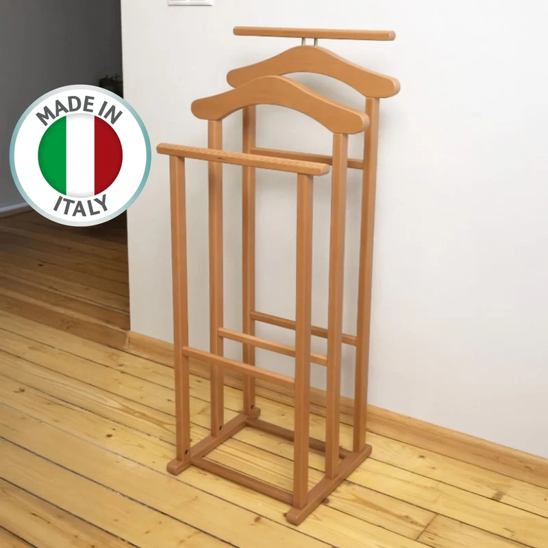 ARIT MAXI - Stummer Diener, Herrendiener Modern, Made in Italy, Herrendiener für Frauen, Stummer Diener Holz, aus Buche, Gummifüße, Farbe: Kirschbaum