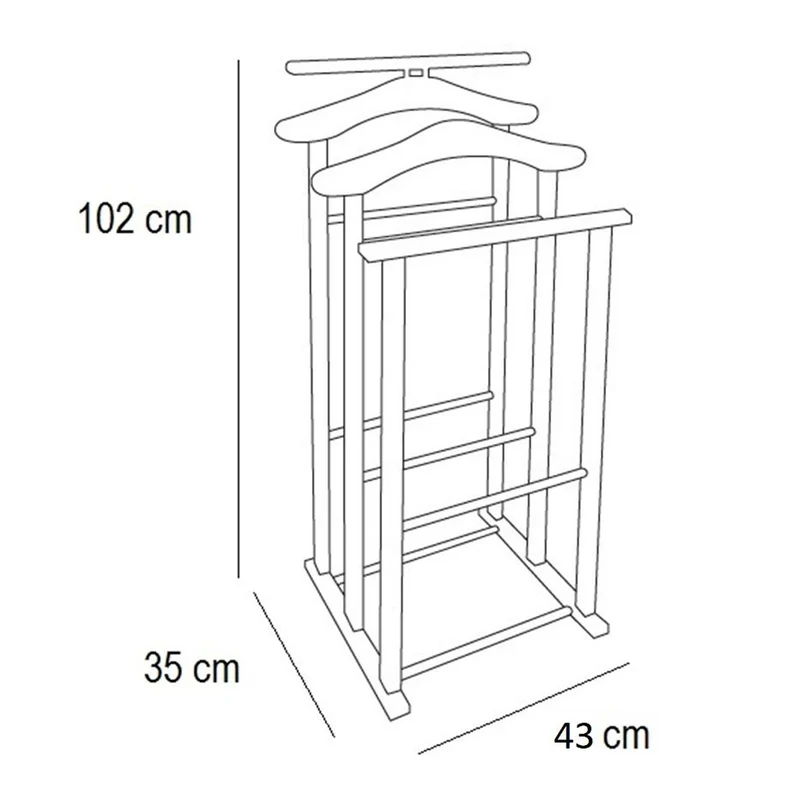 ARIT MAXI – Herrendiener aus Buchenholz mit 2 Kleiderbügeln und 2 Hosenhaltern, Weiß, Made in Italy