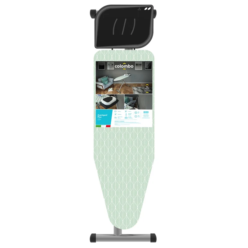 Colombo Avantgard Plus – XL-Bügelbrett, Bügelfläche 130 × 44 cm, höhenverstellbar bis 95 cm, Baumwollbezug, Made in Italy