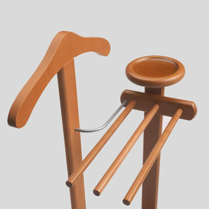 ARIT ANTIMO – Herrendiener aus Buchenholz auf Rollen, mit einem Kleiderbügel, 3 Hosenstangen und Ablage, 50 × 30 × 103 cm, Kirschbaum, Made in Italy