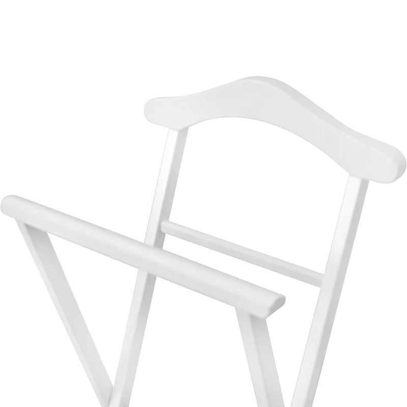 ARIT NELSON - Garderobenständer, Herrendiener, Stummer Diener Holz, Klappbar, 1 Kleiderbügel, Hosenablage und Schuhablage aus Textilene, Farbe Weiß