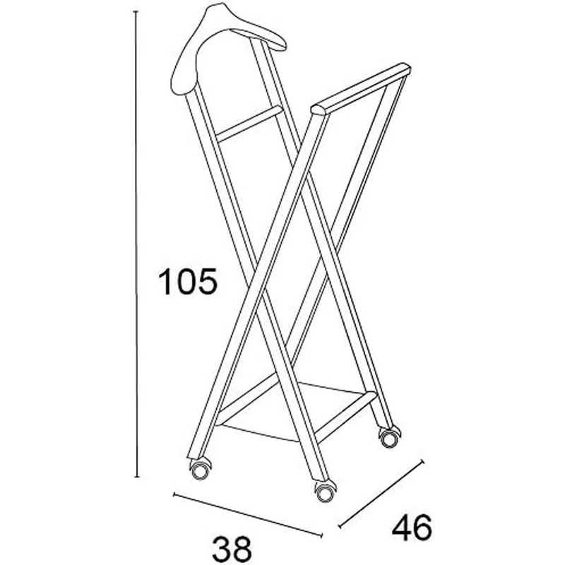 ARIT NELSON - Garderobenständer, Herrendiener, Stummer Diener Holz, Klappbar, 1 Kleiderbügel, Hosenablage und Schuhablage aus Textilene, Farbe Weiß