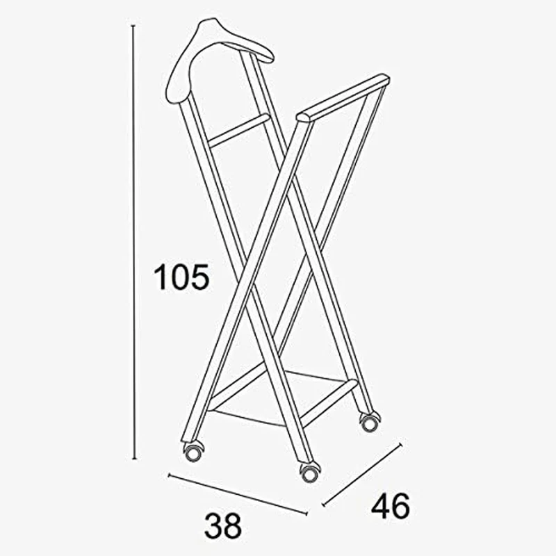 ARIT NELSON - Garderobenständer, Herrendiener, Stummer Diener Holz, klappbar, Kleiderbügel, Hosenablage und Schuhablage aus Textilene, Farbe Kirsche