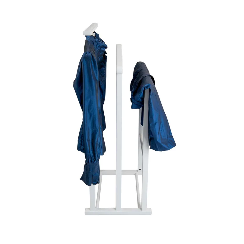 ARIT MAXI – Herrendiener aus Buchenholz mit 2 Kleiderbügeln und 2 Hosenhaltern, Weiß, Made in Italy