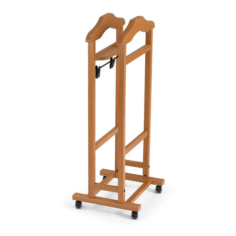 ARIT Mixer – Herrendiener aus massiver Buche mit 2 Kleiderbügeln, Hosen- und Rockablage, Kirschbaumfarbe, Made in Italy