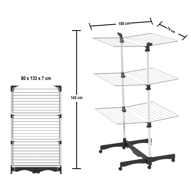 Colombo Vertical 40 - Wäscheständer, Turmwäscheständer klappbar, Wäscheständer hoch, vertikal & platzsparend, 40 m Trockenlänge, Made in Italy