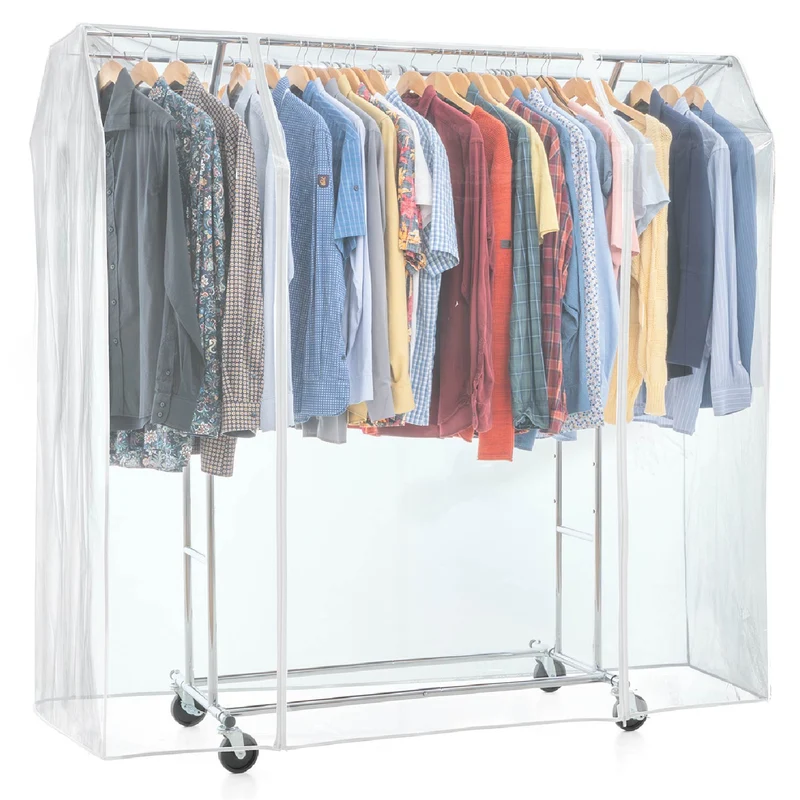 Tatkraft Safe - Kleiderständer Abdeckung, Transparent, 169×90×170 cm, Schutzhülle für Kleiderständer Doppel, 2 Reißverschlüsse, Staubschutz, UV-Schutz