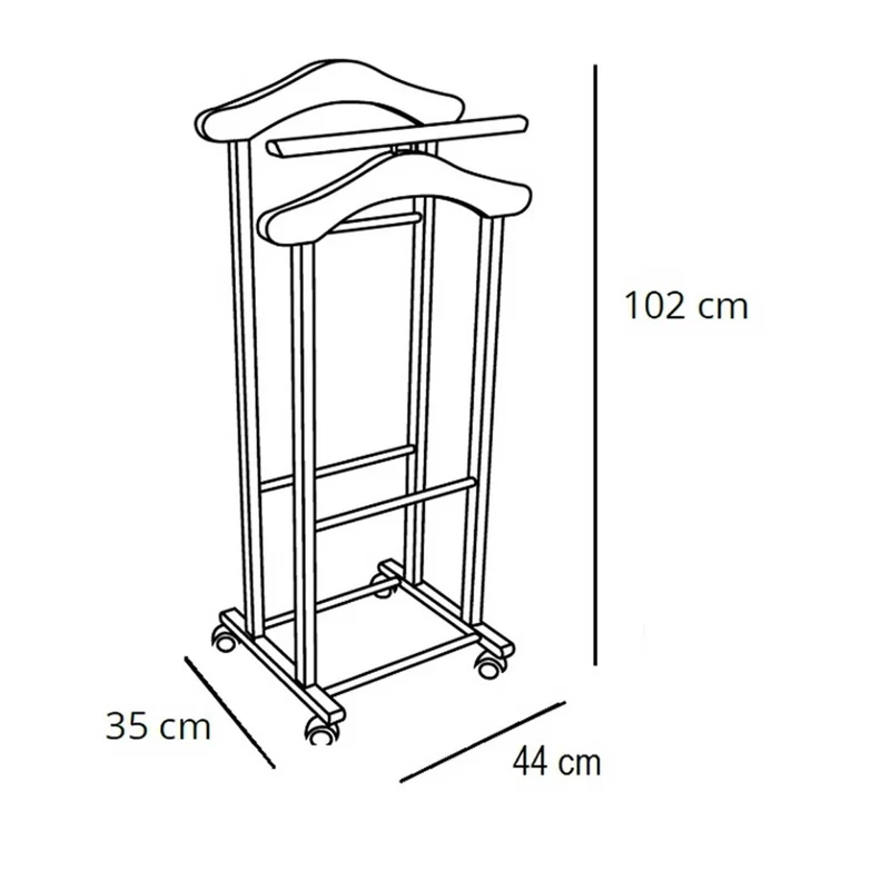 ARIT TRENDY – Herrendiener aus massiver Buche mit 2 Kleiderbügeln und Hosenhalter, Weiß, Made in Italy