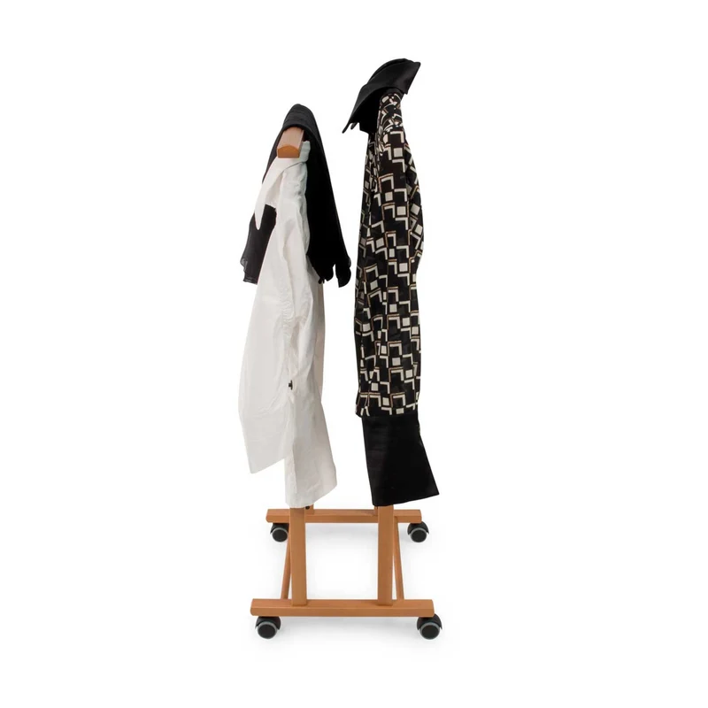 ARIT TRENDY - Garderobenständer, Herrendiener, Stummer Diener Holz, Bestehend aus 2 Bügeln und 1 Hosenständer, Gummifüße am Boden, Farbe Kirsche