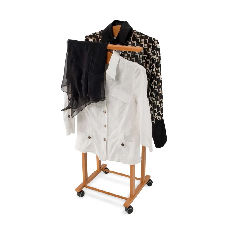 ARIT TRENDY - Garderobenständer, Herrendiener, Stummer Diener Holz, Bestehend aus 2 Bügeln und 1 Hosenständer, Gummifüße am Boden, Farbe Kirsche