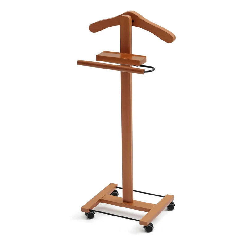 Arit Junior - Herrendiener, Stummer Diener Holz, Made in Italy, Bestehend aus Kleiderbügel und 1 Hosenständer, Gummifüße am Boden, Farbe Kirsche