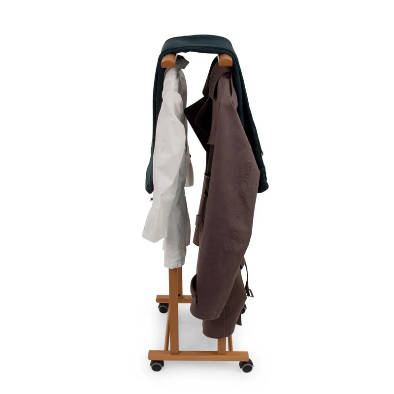 ARIT CLEVER – Herrendiener aus Buchenholz mit 2 Kleiderbügeln und 2 Hosenhaltern, Kirschbaum, Made in Italy