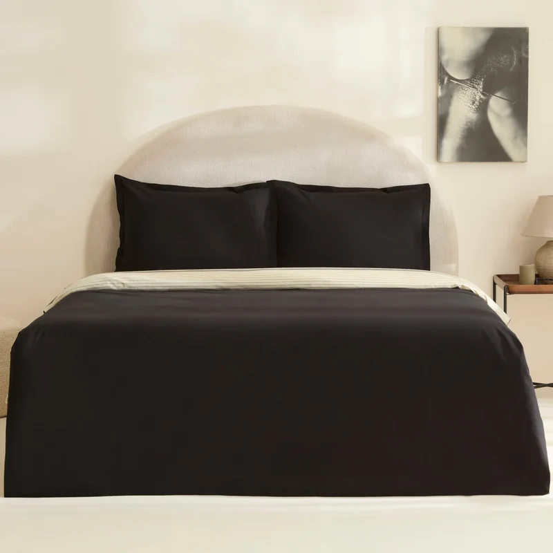 Karaca Marta Bettbezug-Set aus 100 % türkischer Baumwolle, Doppelbett, Schwarz