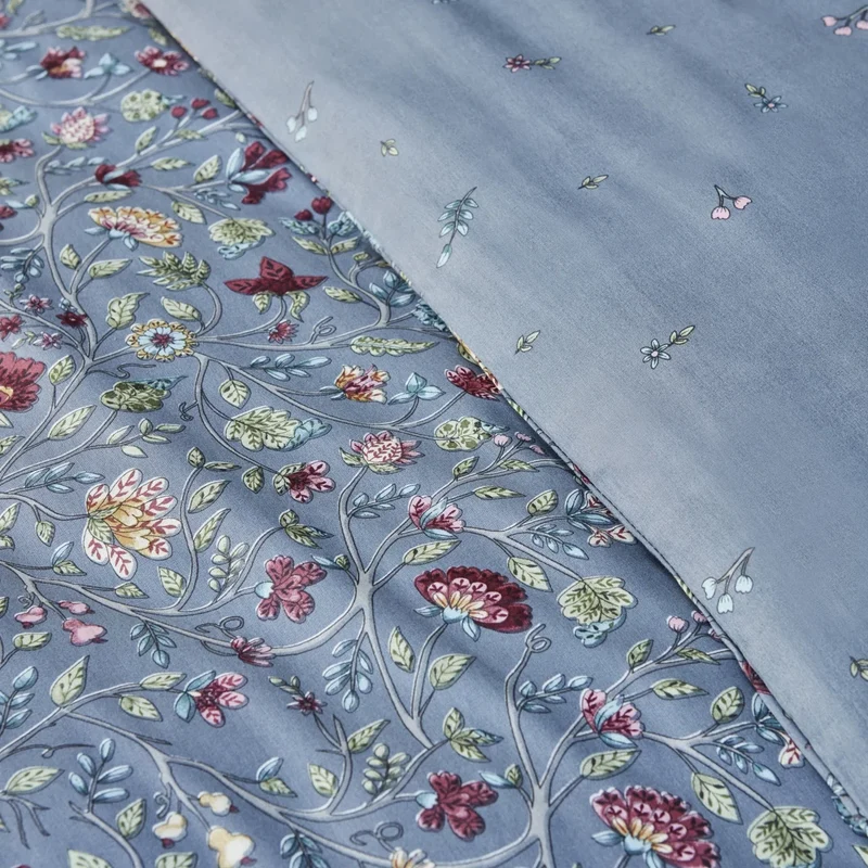 Karaca Ansey Bettbezug-Set aus 100 % türkischer Baumwolle, Doppelbett, Blau