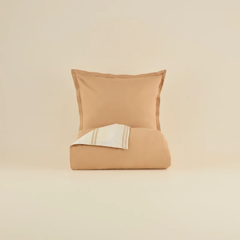 Karaca Vera Bettbezug-Set aus 100 % türkischer Baumwolle, Doppelbett, Beige