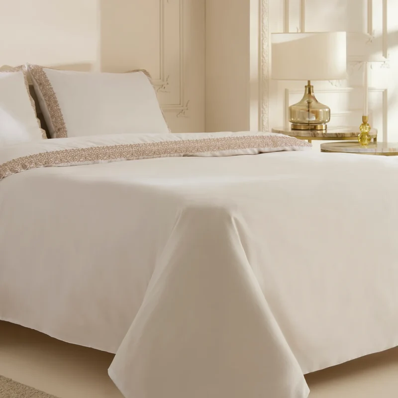 Karaca Nile Bettbezug-Set aus 100 % türkischer Baumwolle, Doppelbett, Weiß