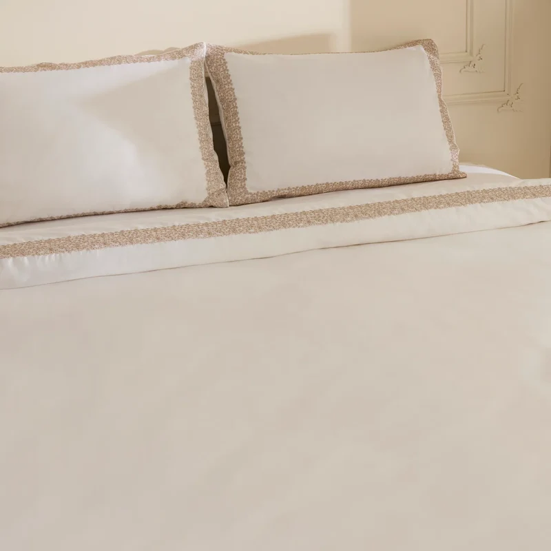 Karaca Nile Bettbezug-Set aus 100 % türkischer Baumwolle, Doppelbett, Weiß