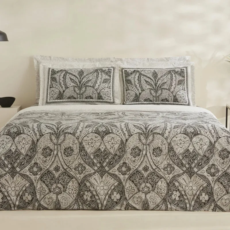 Karaca Santi Bettbezug-Set aus 100 % türkischer Baumwolle, Einzelbett, Schwarz