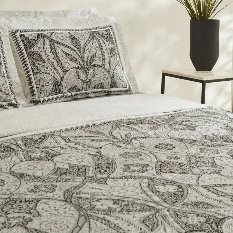 Karaca Santi Bettbezug-Set aus 100 % türkischer Baumwolle, Einzelbett, Schwarz