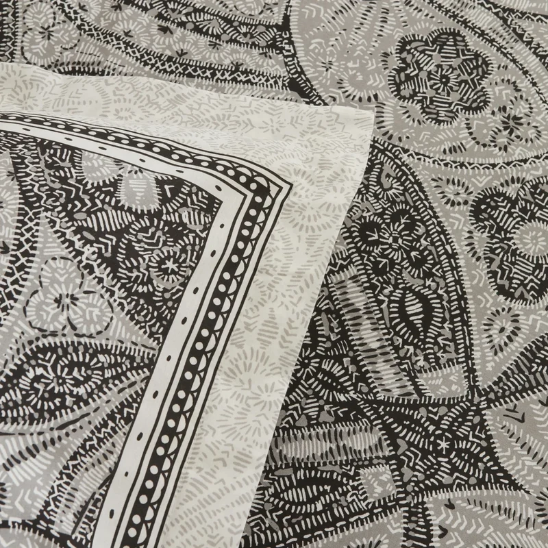 Karaca Santi Bettbezug-Set aus 100 % türkischer Baumwolle, Einzelbett, Schwarz