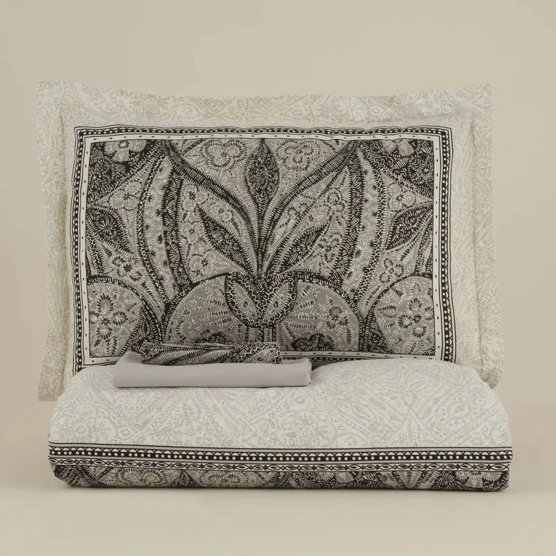 Karaca Santi Bettbezug-Set aus 100 % türkischer Baumwolle, Einzelbett, Schwarz