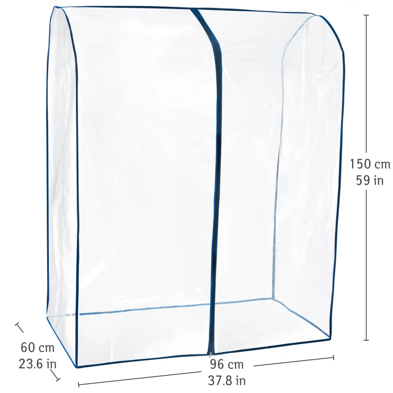 Tatkraft Screen – Staubschutz und Abdeckung für Kleiderständer, transparent, Schutz vor Feuchtigkeit und Schmutz, 96 × 60 × 150 cm