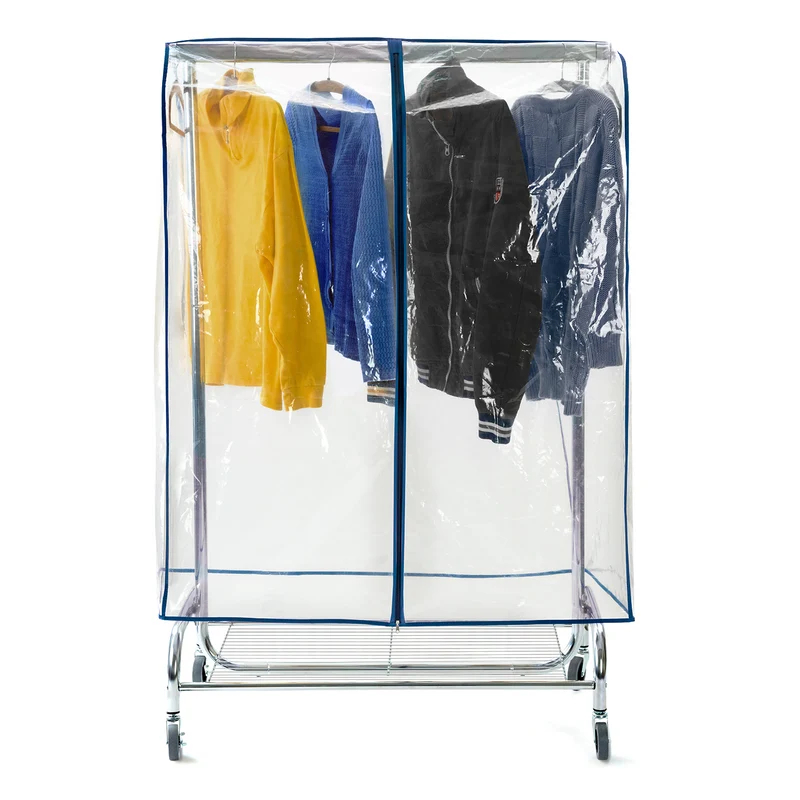 Tatkraft Screen – Staubschutz und Abdeckung für Kleiderständer, transparent, Schutz vor Feuchtigkeit und Schmutz, 96 × 60 × 150 cm