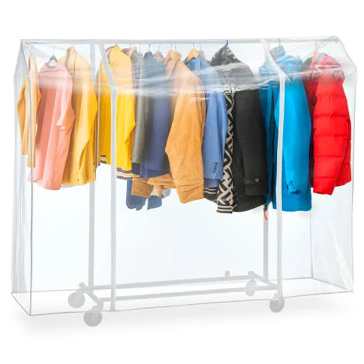 Tatkraft Big – Schutzhülle für Kleiderständer, XXL, 183×60×160 cm, Abdeckung für Kleiderstange, transparent, wasserdicht, UV-Schutz, 2 Reißverschlüsse