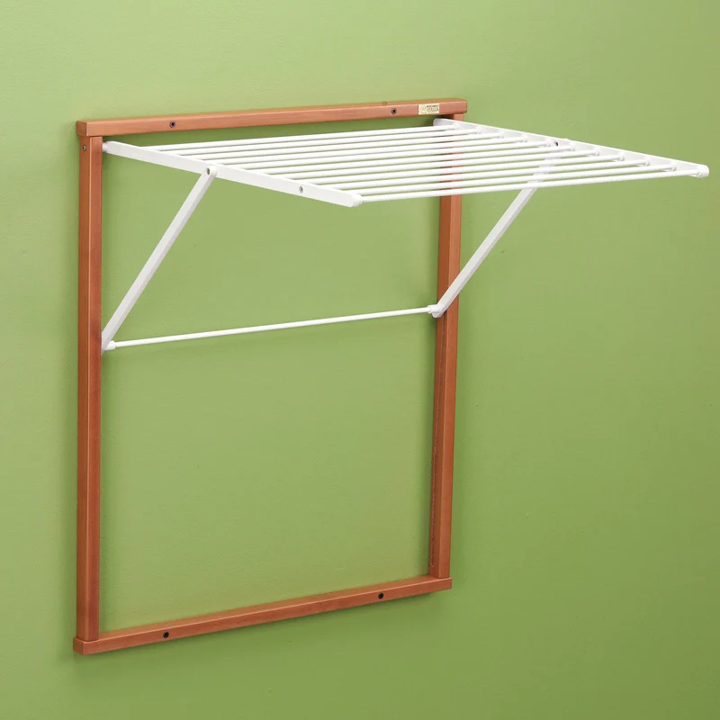 ARIT KLEDY - Wäscheständer wand , Wandwäschetrockner, Trockengestell für die Wand, 6,5 Meter Wäscheleine, 4 Dübel inklusive - Farbe Kirschbaum