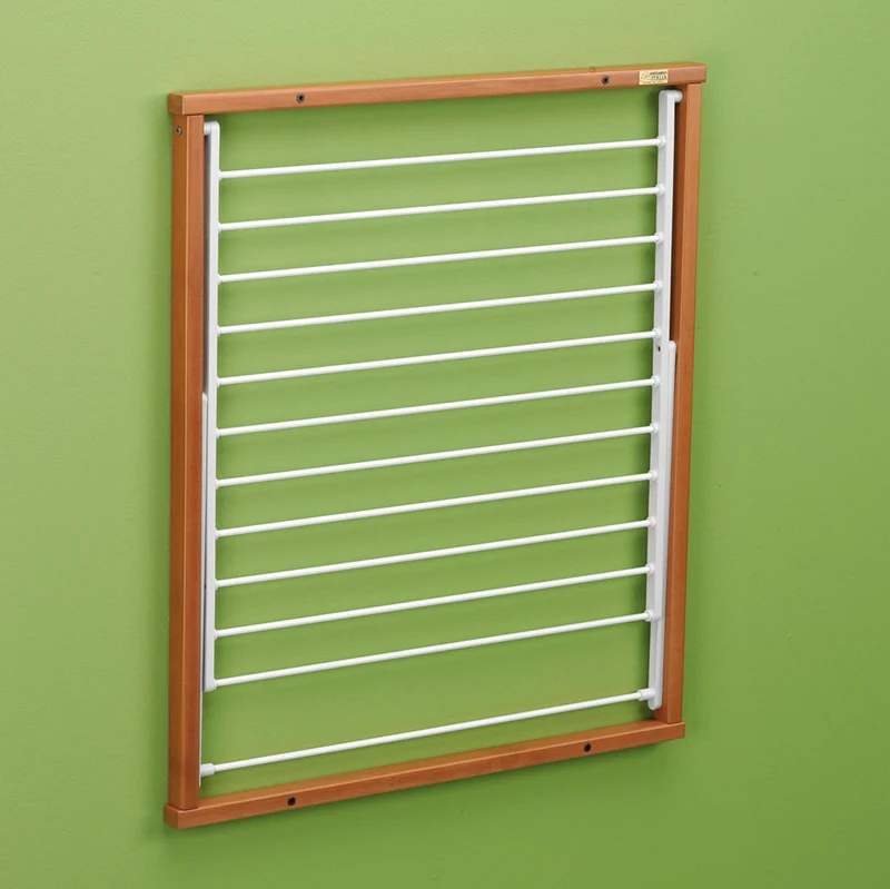 ARIT KLEDY - Wäscheständer wand , Wandwäschetrockner, Trockengestell für die Wand, 6,5 Meter Wäscheleine, 4 Dübel inklusive - Farbe Kirschbaum
