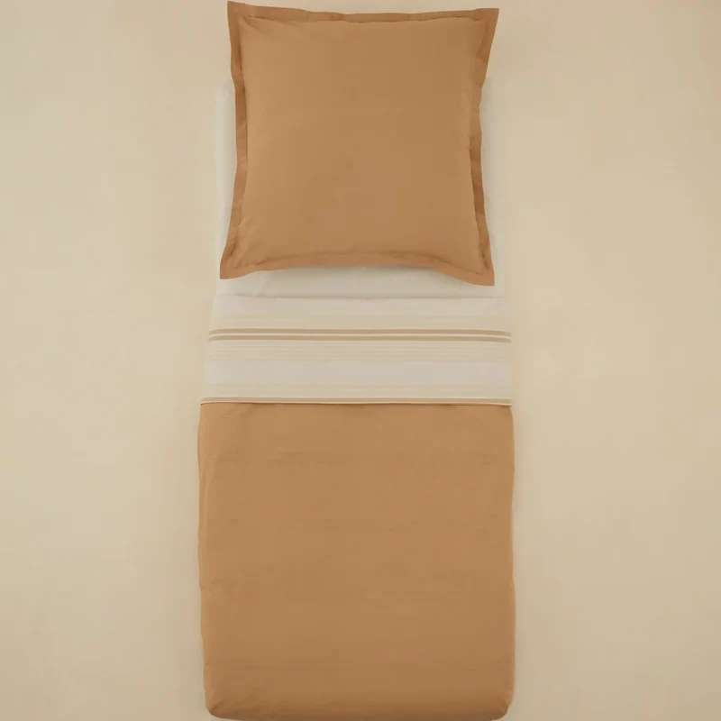 Karaca Vera Bettbezug-Set aus 100 % türkischer Baumwolle, Einzelbett, Beige