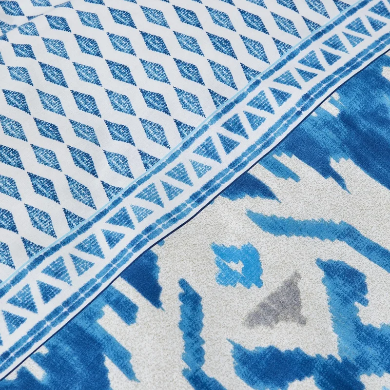 Karaca Neos Bettbezug-Set aus 100 % türkischer Baumwolle, Doppelbett, Blau