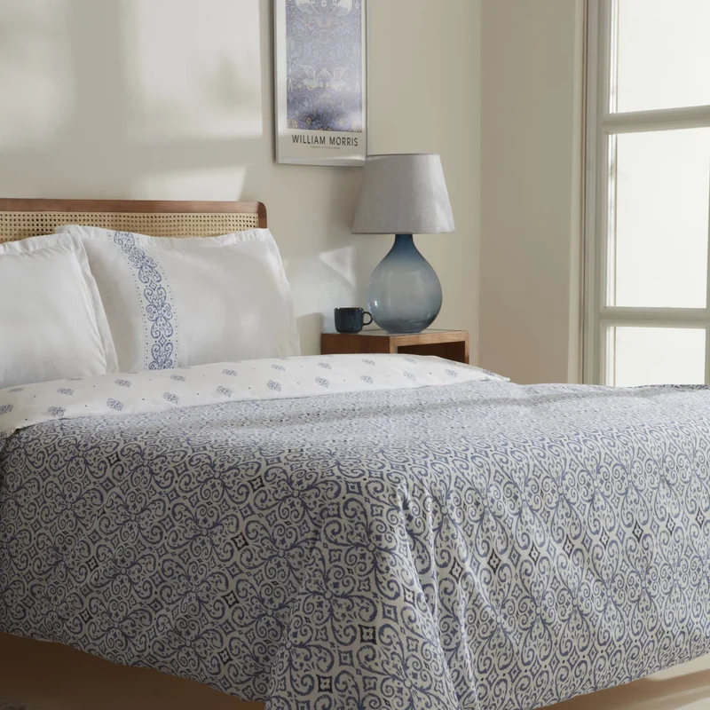 Karaca Marino Bettbezug-Set aus 100 % türkischer Baumwolle, Einzelbett, Blau
