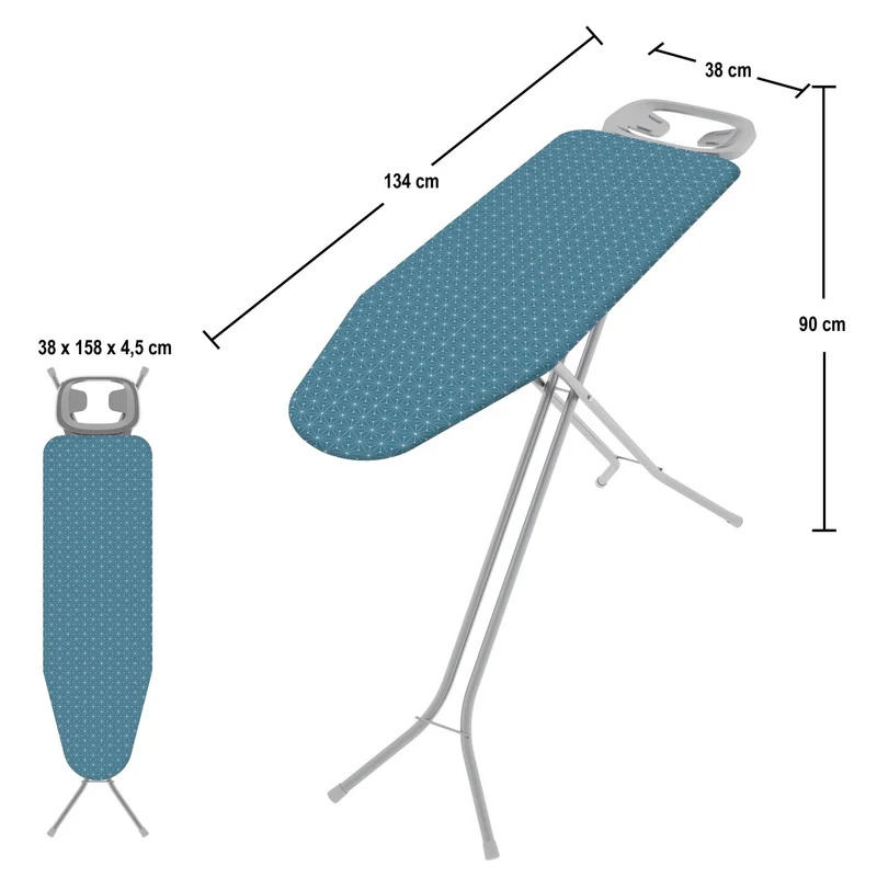 Colombo CUPIDO - Bügelbrett, Bügeltisch, 114x36cm, höhenverstellbar in 5 Positionen bis 90cm, Bügelbrettbezug 100% Baumwolle, Hergestellt in Italien