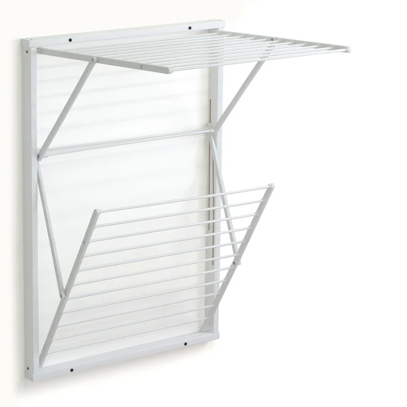 ARIT Koral – Wandwäscheständer aus Buche und Aluminium, 13 m Trockenlänge, klappbar, Weiß, Made in Italy
