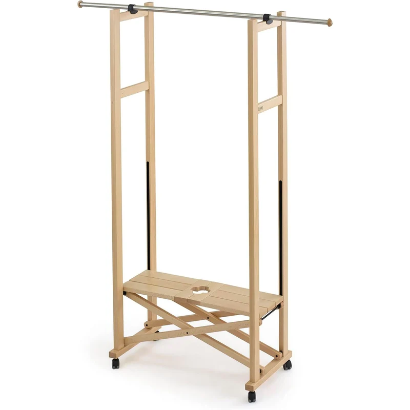 ARIT ELIOS - Garderobe, Kleiderständer Holz, Garderobenständer Holz, Kleiderständer Klappbar, Kleiderständer Ausziehbar, Farbe Naturlich